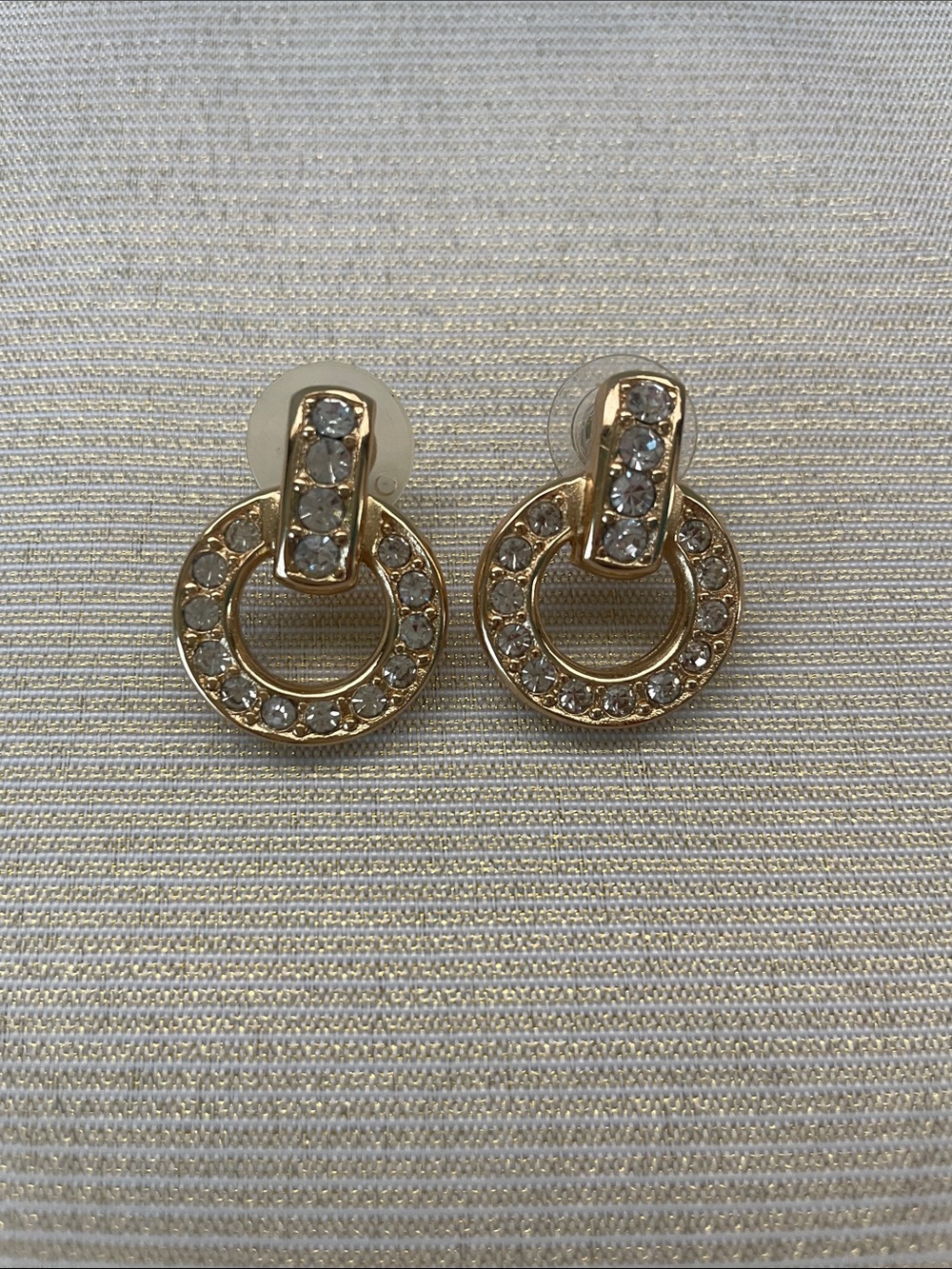 Vintage Dior Gold Tone Crystal Post Earrings
